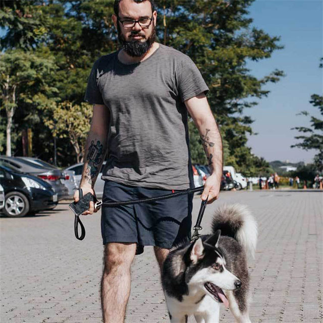 Laisse bungee anti-choc pour chien Wooflex